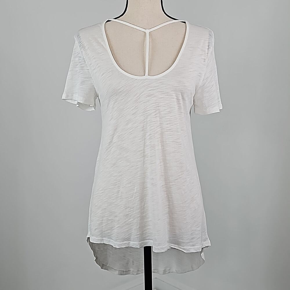 BP White Short-Sleeve Tunic Shirt Criss-Cross Neck Detail Women's XS